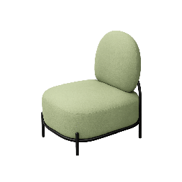 Fauteuil Polly en tissu kaki avec pieds en métal noir