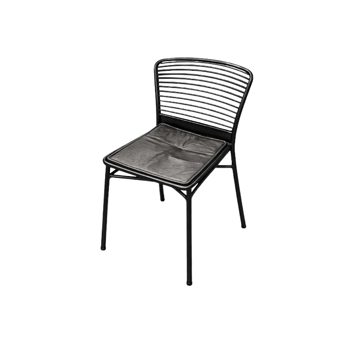 Chaise de cafétéria empilable en métal noir