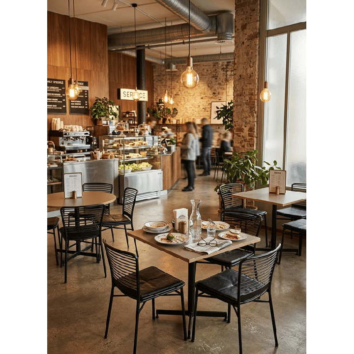 Chaise de cafétéria empilable en métal noir