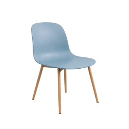 Chaise de cafétéria en bois et plastique bleu