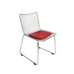 Chaise de cafétéria en métal chromé, empilable