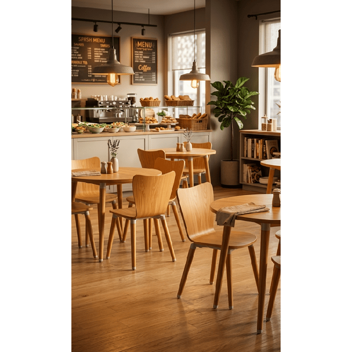 Chaise de cafétéria en bois