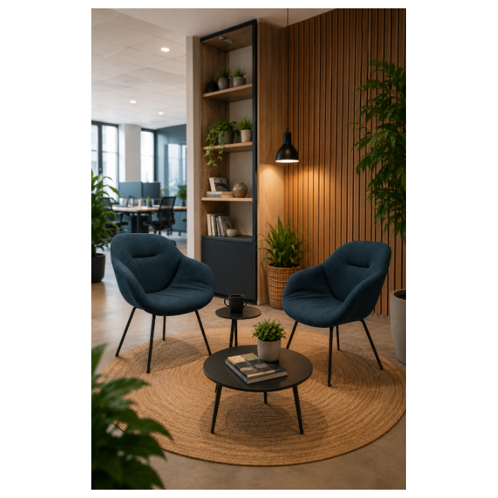 Fauteuil Hay AAC 127 -  accoudoirs en métal et tissu saphir