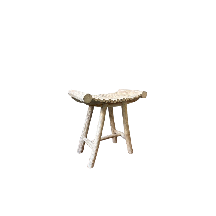 Tabouret en Bois Crème avec Piètement Droit