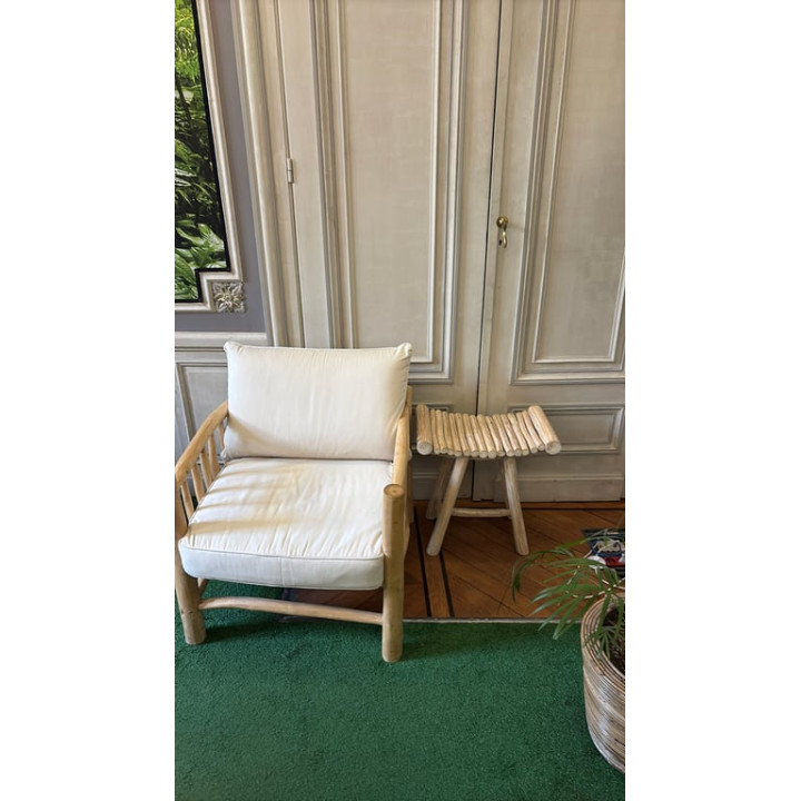 Tabouret en Bois Crème avec Piètement Droit