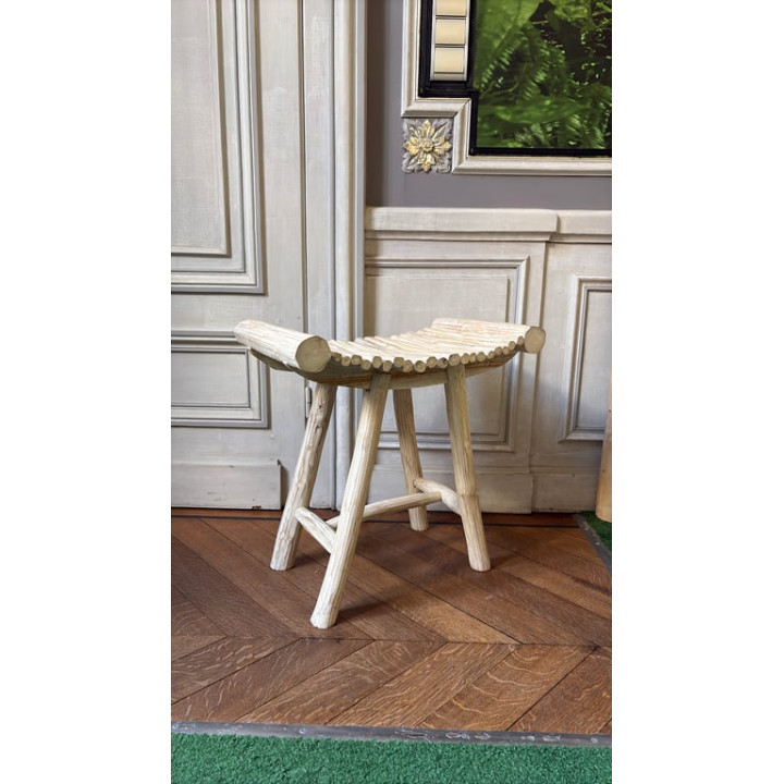 Tabouret en Bois Crème avec Piètement Droit