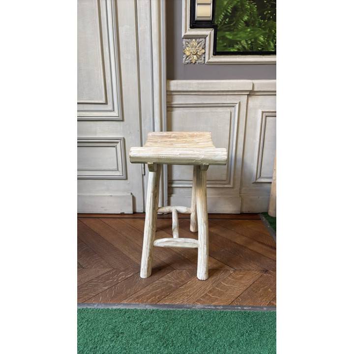 Tabouret en Bois Crème avec Piètement Droit
