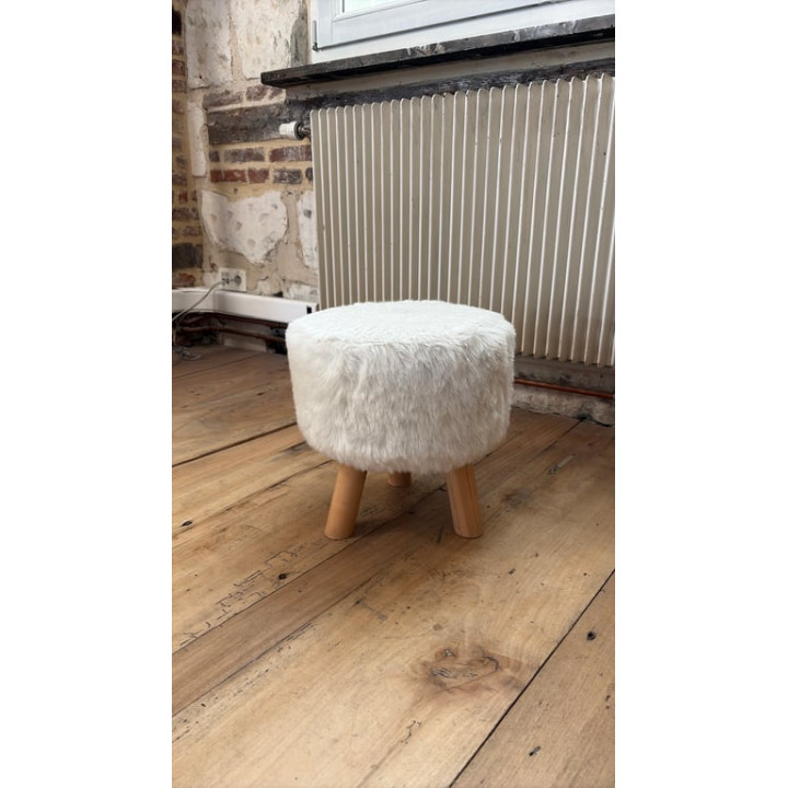 Tabouret en bois avec assise en tissu