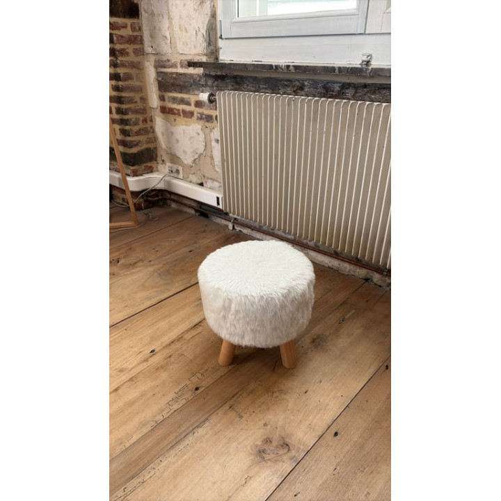 Tabouret en bois avec assise en tissu