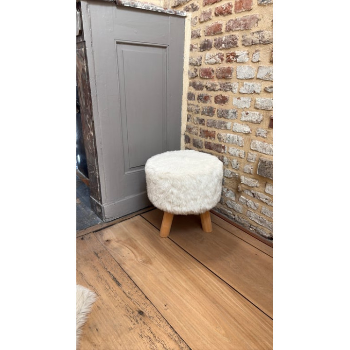 Tabouret en bois avec assise en tissu