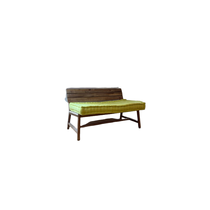 Banc en bois avec assise en tissu