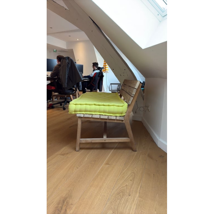 Banc en bois avec assise en tissu