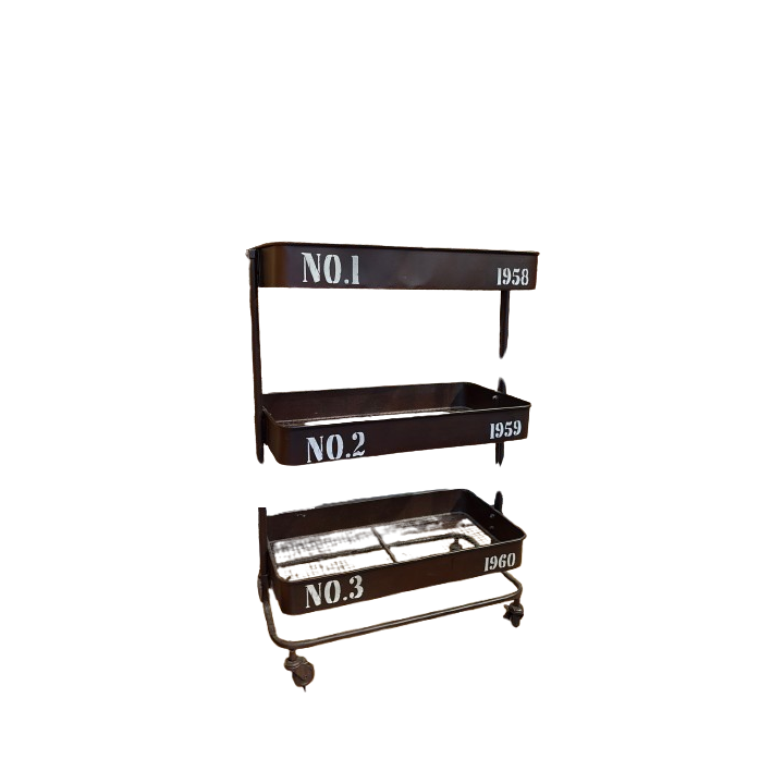 Rangement mobile en métal avec casiers