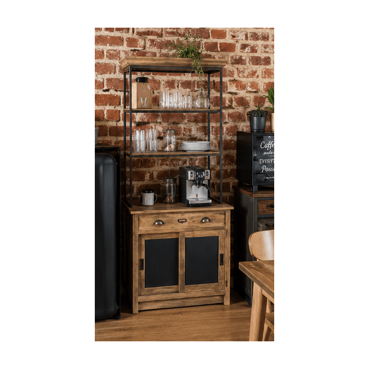 Rangement multifonction en métal et bois