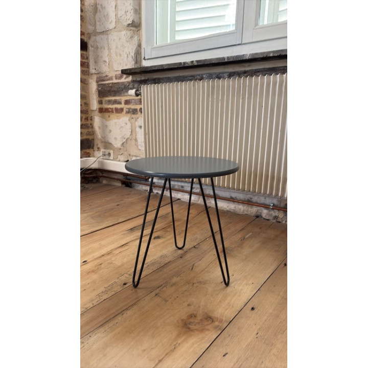 Table basse ronde en bois et métal