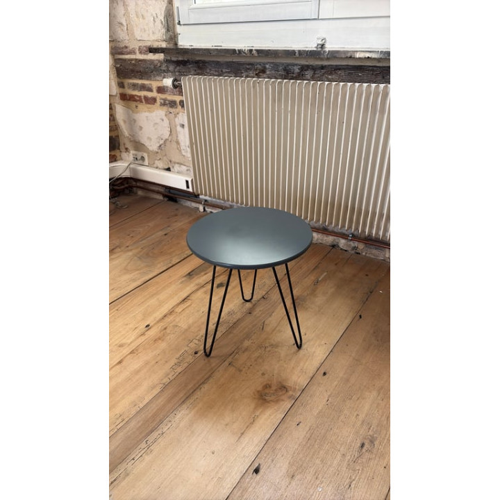 Table basse ronde en bois et métal