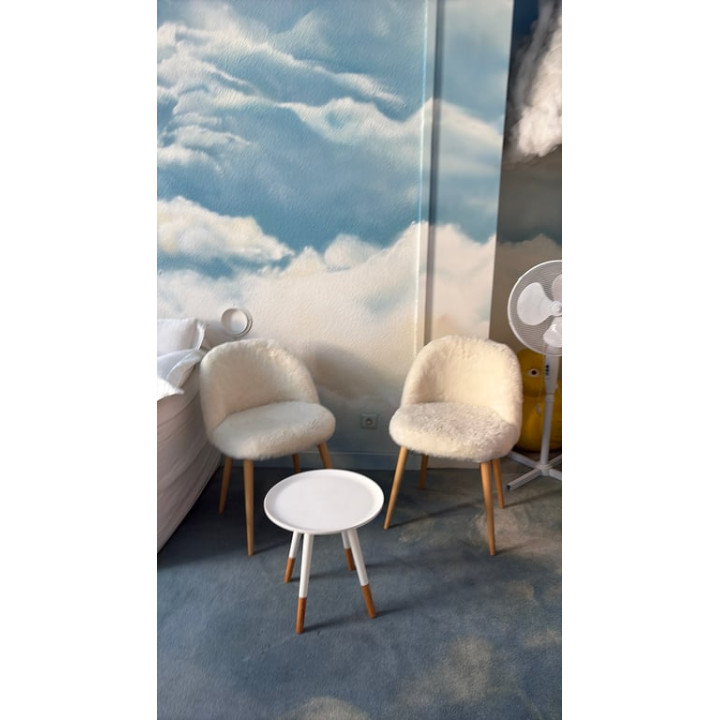 Table basse ronde en plastique blanc