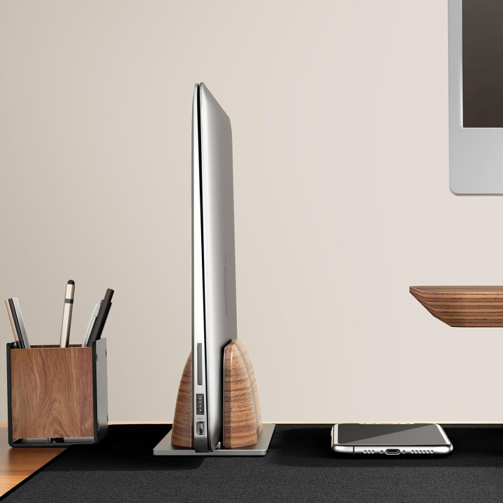 Support PC portable Noyer massif