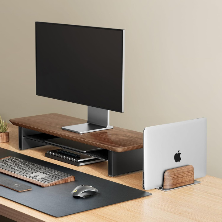 Support PC portable Noyer massif