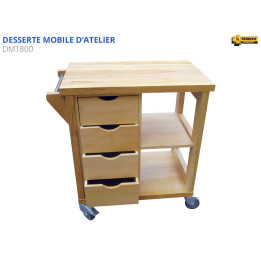 Desserte mobile avec caisson 4 tiroirs