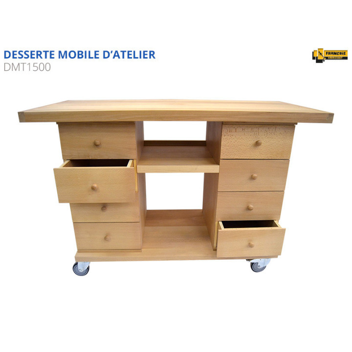 Desserte mobile avec 2 caissons de 4 tiroirs