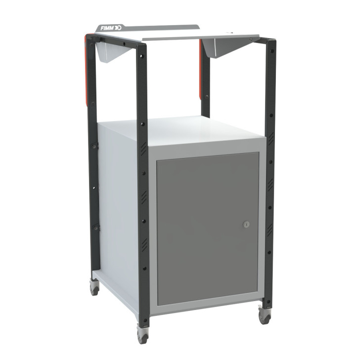 Pupitre à plan inclinable, 1 bloc porte, à roulettes, 150 kg