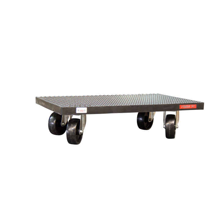 Plateau roulant bois enrobé de caoutchouc, 600 x 400 mm, roues CC, 210 kg