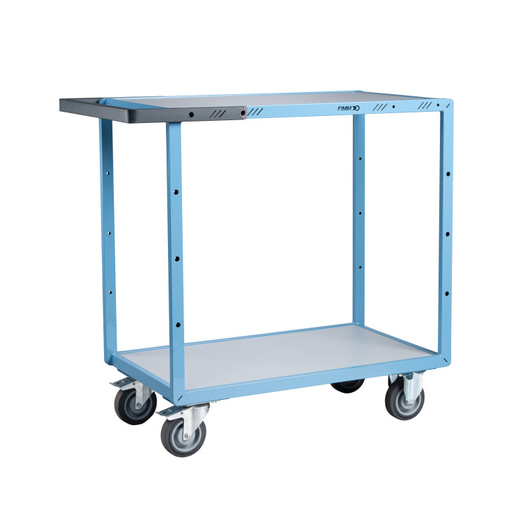 Servante mécano-soudée 2 plateaux mélaminé, 850 x 500 mm, roues TPE, 250 kg