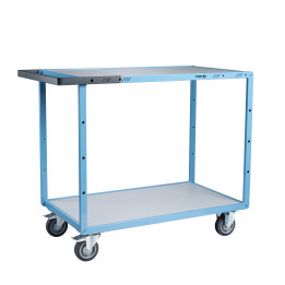 Servante mécano-soudée 2 plateaux mélaminé, 1000 x 600 mm, roues TPE, 250 kg