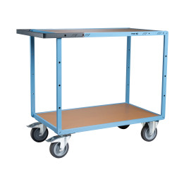 Servante mécano-soudée 2 plateaux médium, 1000 x 600 mm, roues TPE, 400 kg
