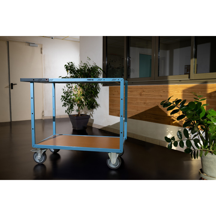 Servante mécano-soudée 2 plateaux médium, 1000 x 600 mm, roues TPE, 400 kg