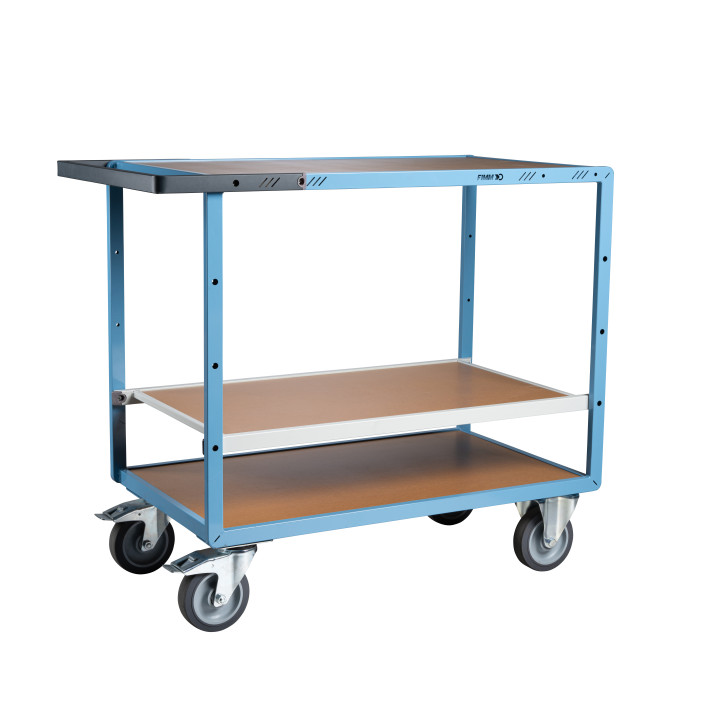 Servante mécano-soudée 3 plateaux médium, 1000 x 600 mm, roues TPE, 400 kg