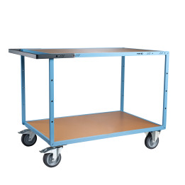 Servante mécano-soudée 2 plateaux médium, 1200 x 800 mm, roues TPE, 400 kg