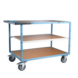 Servante mécano-soudée 3 plateaux médium, 1200 x 800 mm, roues TPE, 400 kg