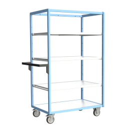 Servante multi-niveaux, avec 3 étagères, plateau bois, 1000 x 600 mm, 250 kg
