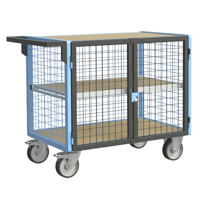 Servante établi équipée, 2 portes grillagées verrouillables, 500 kg