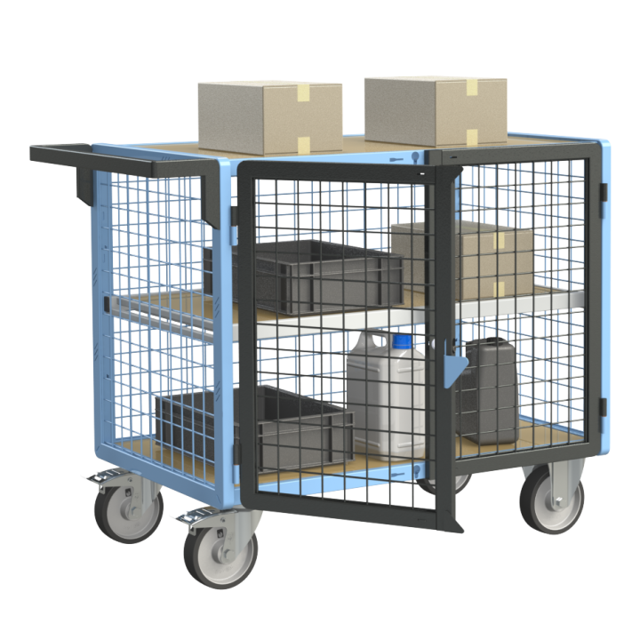 Servante établi équipée, 2 portes grillagées verrouillables, 500 kg
