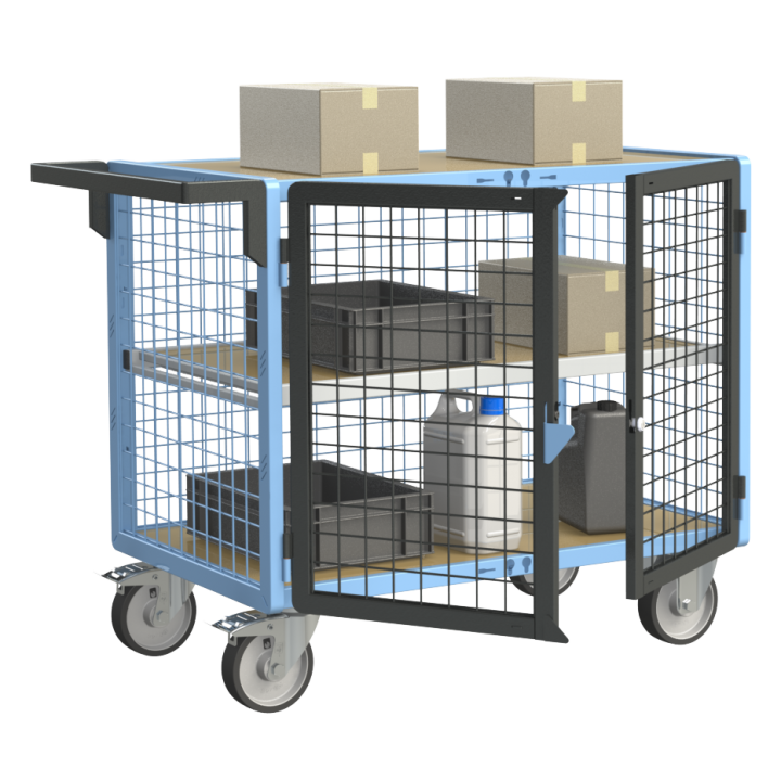 Servante établi équipée, 2 portes grillagées verrouillables, 500 kg
