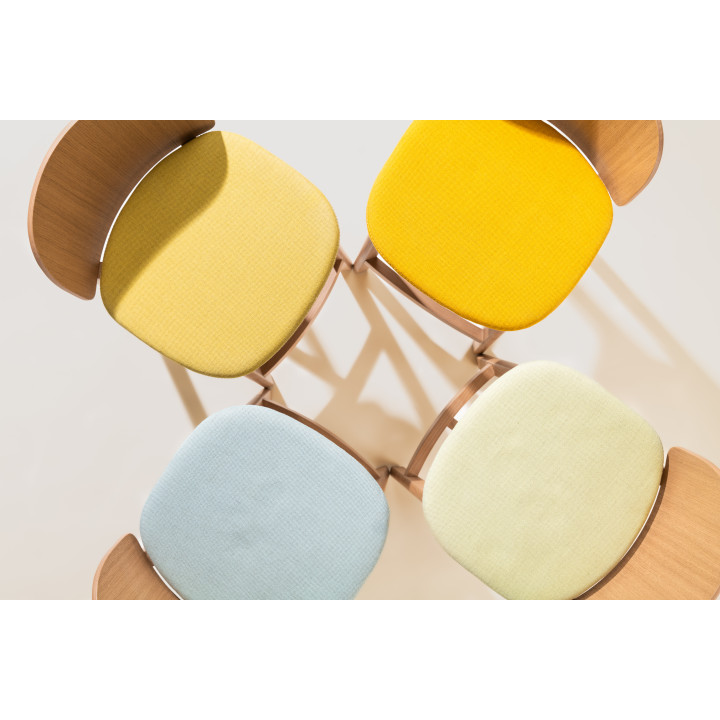 Tabouret bas Chêne Lanas Assise tissu