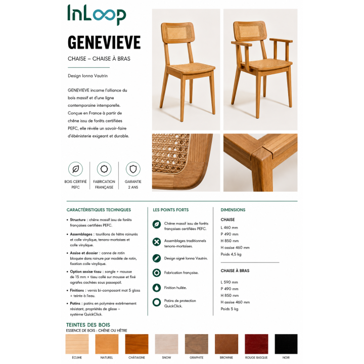 Chaise à bras Geneviève