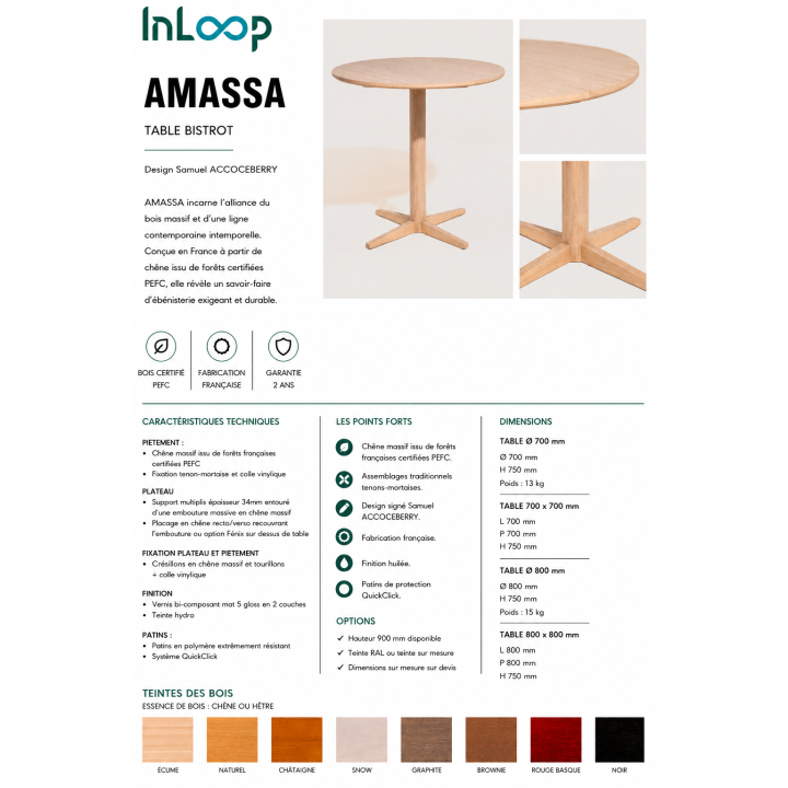 Table Chêne Amassa Ø70