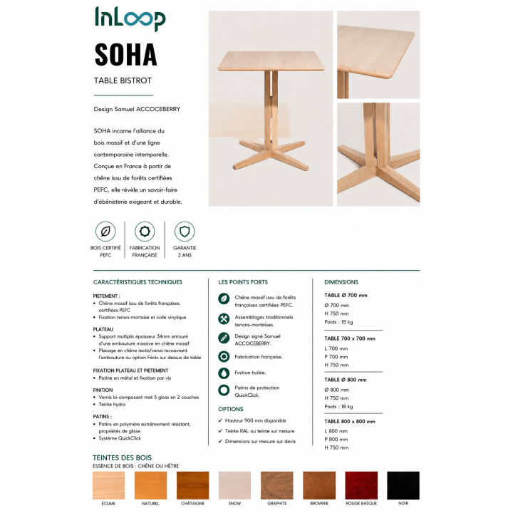Table Chêne Soha Ø70